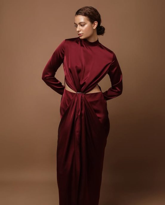 Burgundy dress for date night