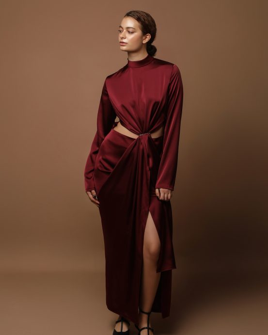 Burgundy dress for date night