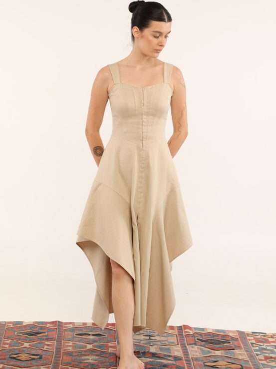 Beige asymmetrfic dress