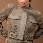 Grey suede bomber