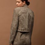 Grey suede bomber