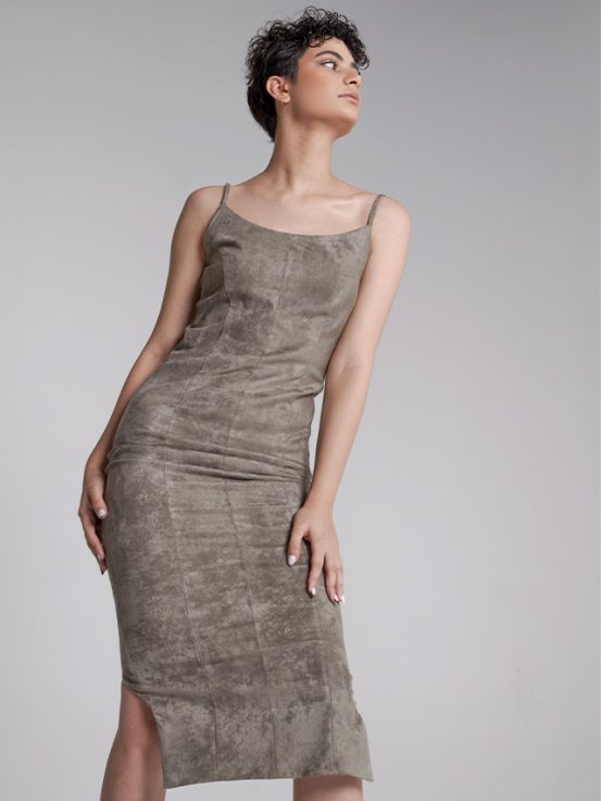 Grey suede dress
