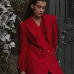 Red wool long coat
