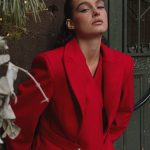 Red wool long coat